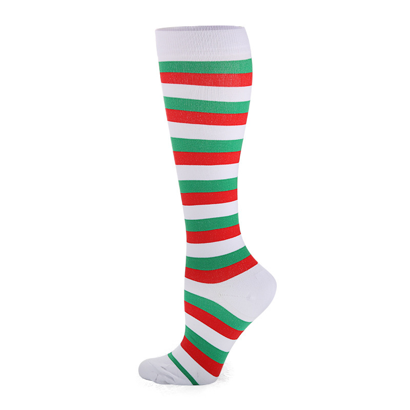 Outdoor Christmas Compression Sock Stripes Running Fast Dry Breathable Adult Riding Socks Trainer Socks